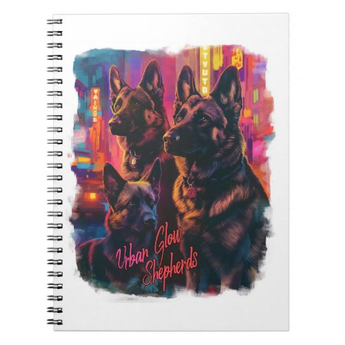 German Shepherds in Urban Glow Notebook