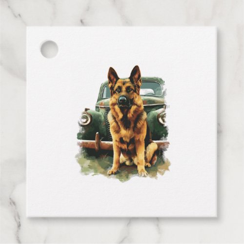 German Shepherds in Vintage Charm Favor Tags