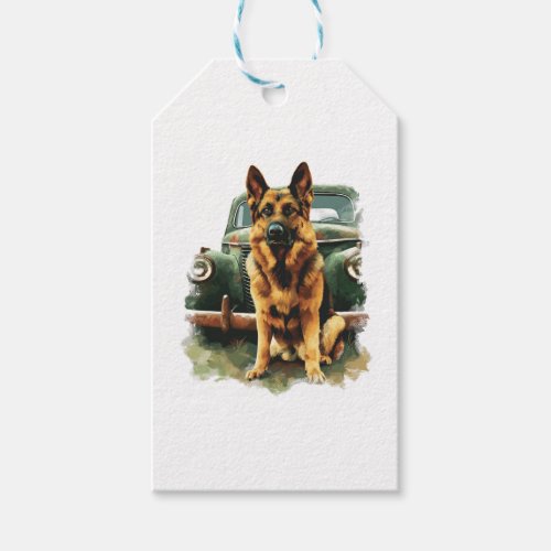 German Shepherds in Vintage Charm Gift Tags