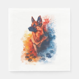 German Shepherds' Paw Prints Across Universes Napkins