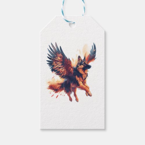 German Shepherds Soaring with Wings Gift Tags