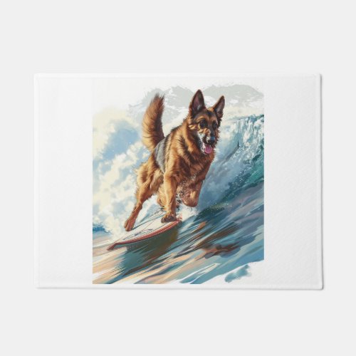 German Shepherds Surfing the Waves Doormat
