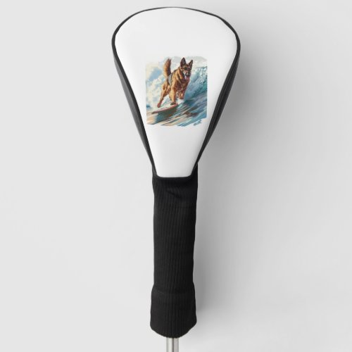 German Shepherds Surfing the Waves Golf Head Cover