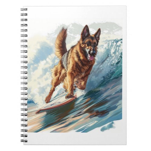 German Shepherds Surfing the Waves Notebook