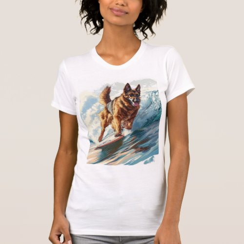 German Shepherds Surfing the Waves T_Shirt