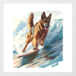 German Shepherds Surfing the Waves Wall Decal