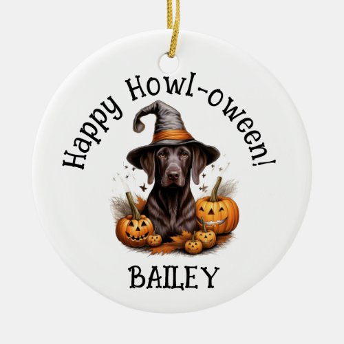 German Short Hair Pointer Dog Halloween  Ceramic Ornament