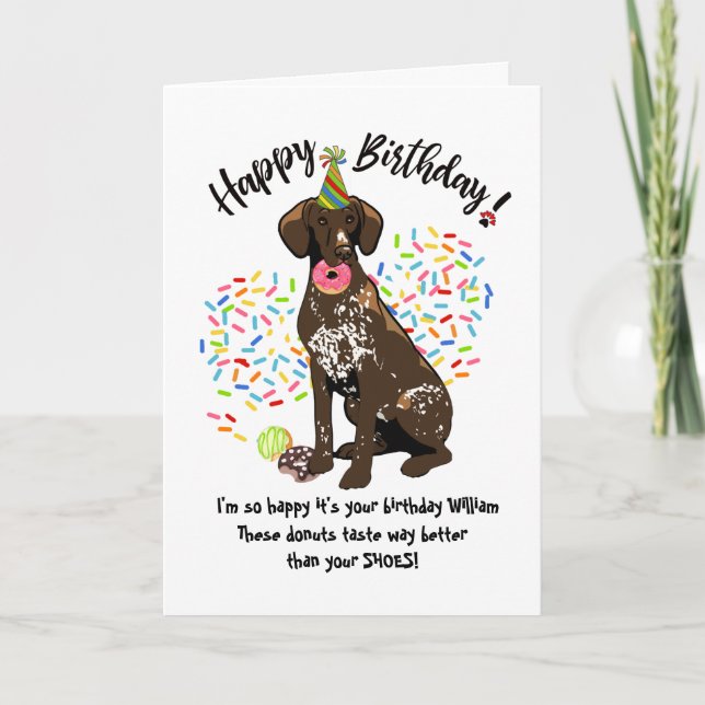 German Short Haired Pointer Birthday Card Donuts (Front)