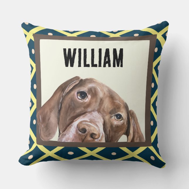 German Short Haired Pointer custom photo frame  Throw Pillow (Front)