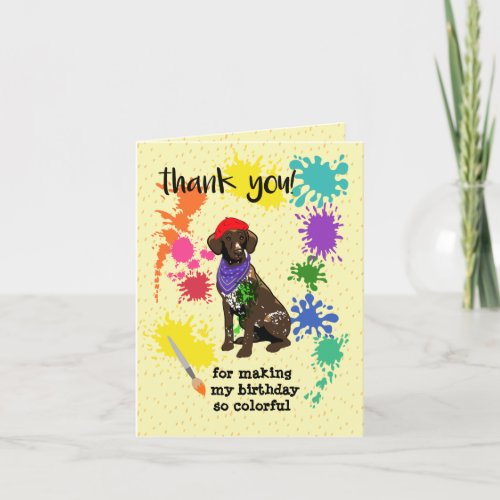 German Short Haired Pointer Dog Fun Art Birthday   Thank You Card