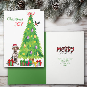 German Shorthair Pointer, Bird and Christmas Tree Holiday Card