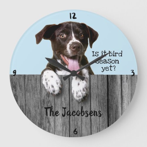 German Shorthair Pointer Bird Season Large Clock