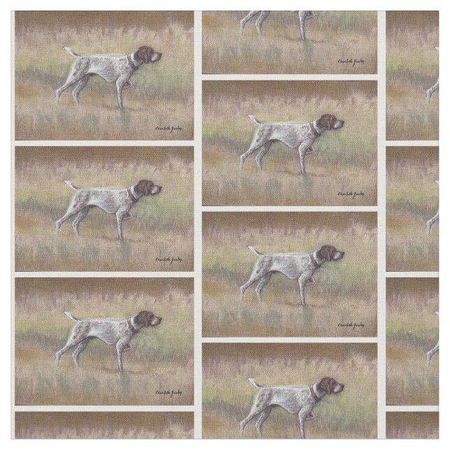 German Shorthair Pointer Dog Art Fabric (Close Up)