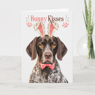 German Shorthair Pointer Dog Bunny Ears for Easter Holiday Card
