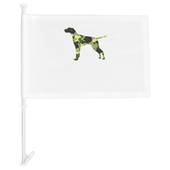 German Shorthair Pointer _ Dog Camouflage Silhouet Car Flag (Front)
