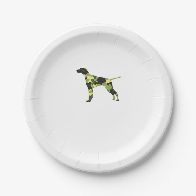 German Shorthair Pointer _ Dog Camouflage Silhouet Paper Plates (Front)