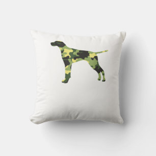 German Shorthair Pointer _ Dog Camouflage Silhouet Throw Pillow