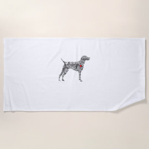 German Shorthair Pointer I GSP Dog Mom I Love Hear Beach Towel