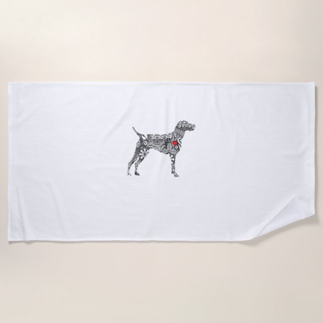 German Shorthair Pointer I GSP Dog Mom I Love Hear Beach Towel (Front)