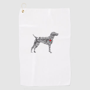 German Shorthair Pointer I GSP Dog Mom I Love Hear Golf Towel