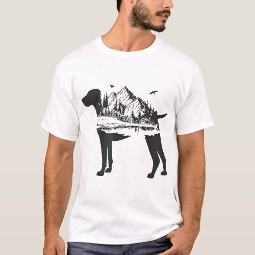 German Shorthair Pointer Mom Nature Lover Silhouet T_Shirt