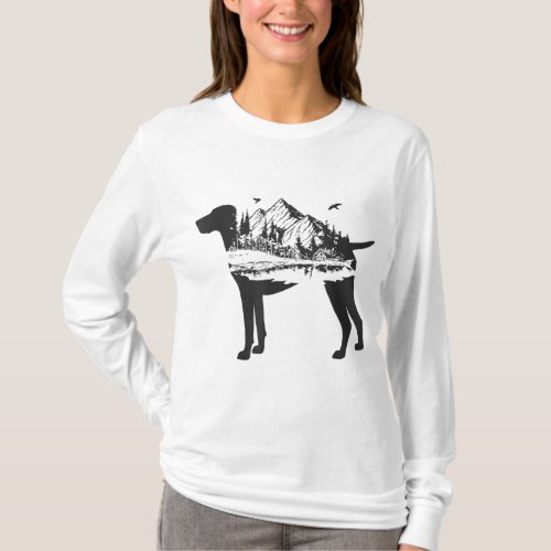 German Shorthair Pointer Mom Nature Lover Silhouet T_Shirt