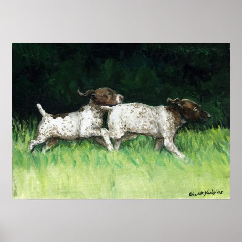 German Shorthair Pointer Puppies Art Poster