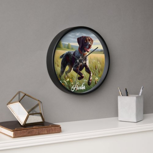 German Shorthair Pointer Running Clock