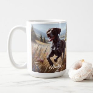 German Shorthair Pointer Running Coffee Mug