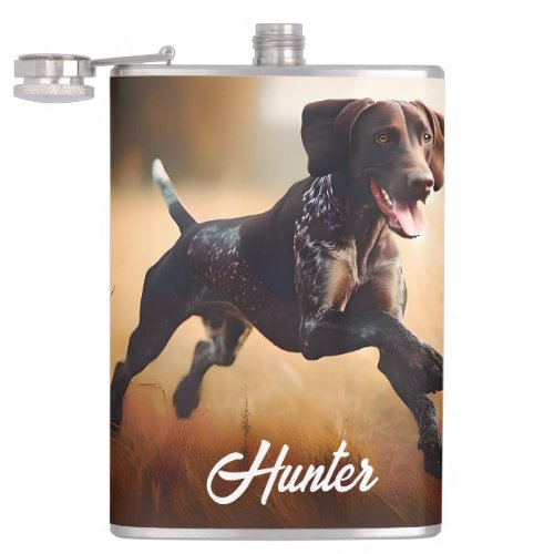 German Shorthair Pointer Running Flask