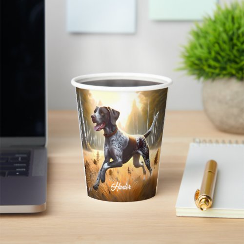 German Shorthair Pointer Running Paper Cups