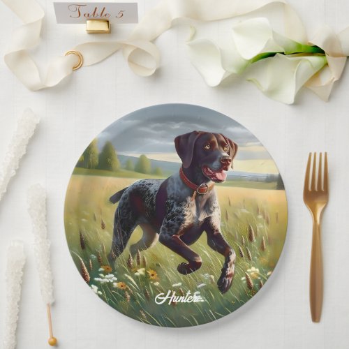 German Shorthair Pointer Running Paper Plates