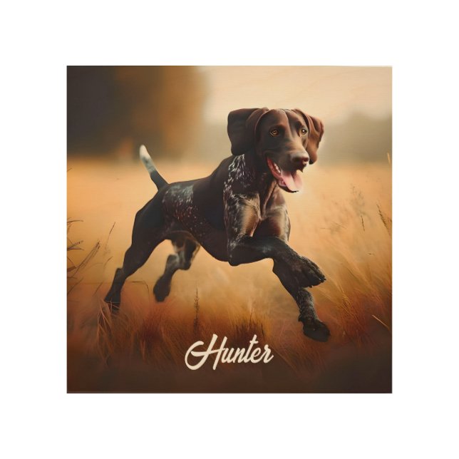 German Shorthair Pointer Running Wood Wall Art (Front)