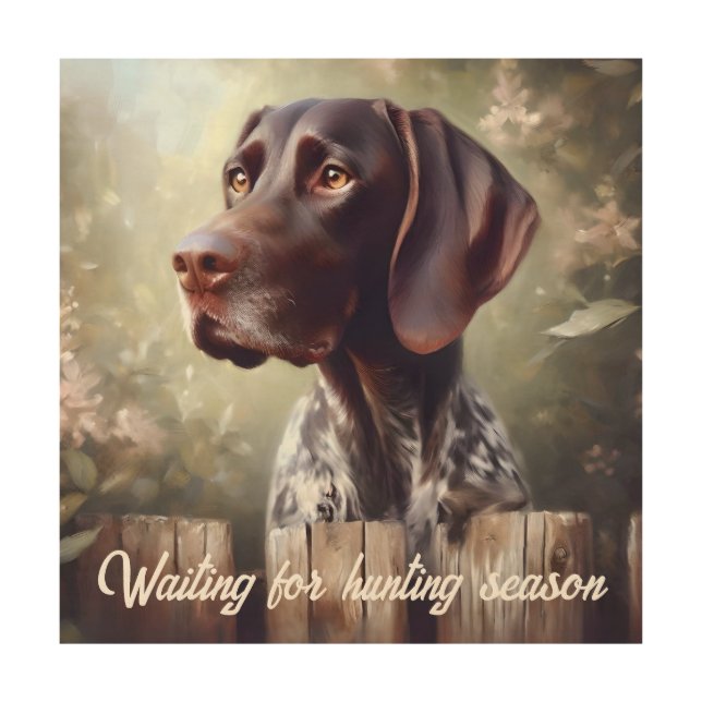 German Shorthair Pointer Waiting Wood Wall Art (Front)