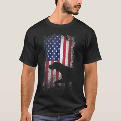 German Shorthaired Pointer American Flag T_Shirt