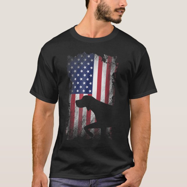 German Shorthaired Pointer American Flag T-Shirt (Front)