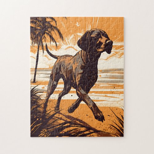 German Shorthaired Pointer at a beach Jigsaw Puzzle