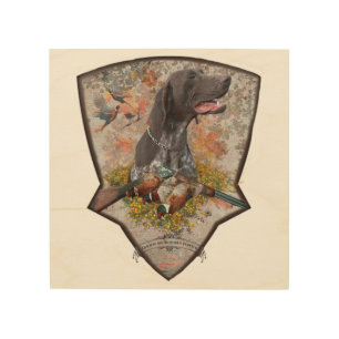 German Shorthaired Pointer ,autumn Tapestry Poste Wood Wall Art