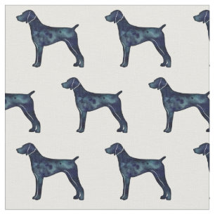 German Shorthaired Pointer Black Watercolor Fabric