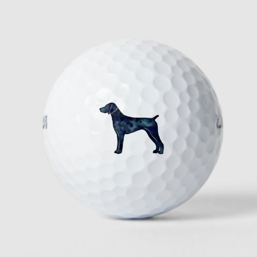 German Shorthaired Pointer Black watercolor Golf Balls