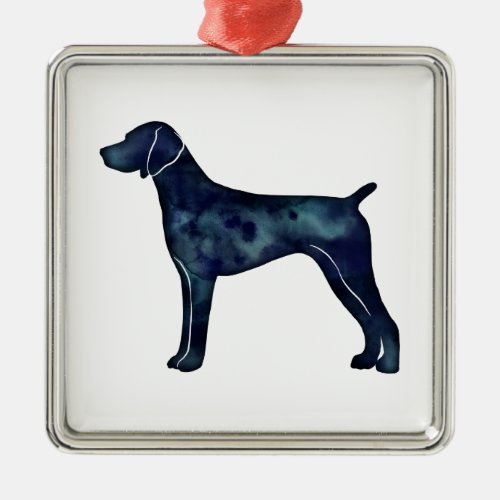 German Shorthaired Pointer Black watercolor Metal Ornament