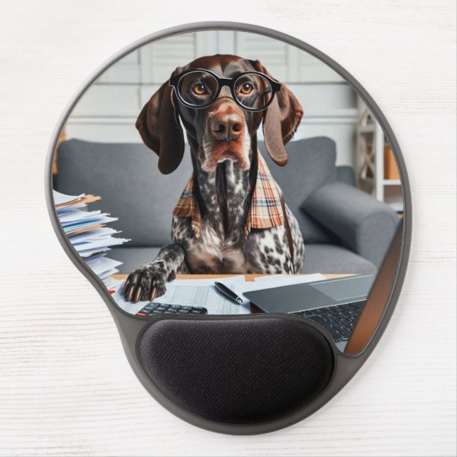 German Shorthaired Pointer Bookkeeper Funny Gel Mouse Pad (Front)