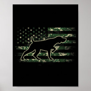 German Shorthaired Pointer Camo American Flag USA Poster
