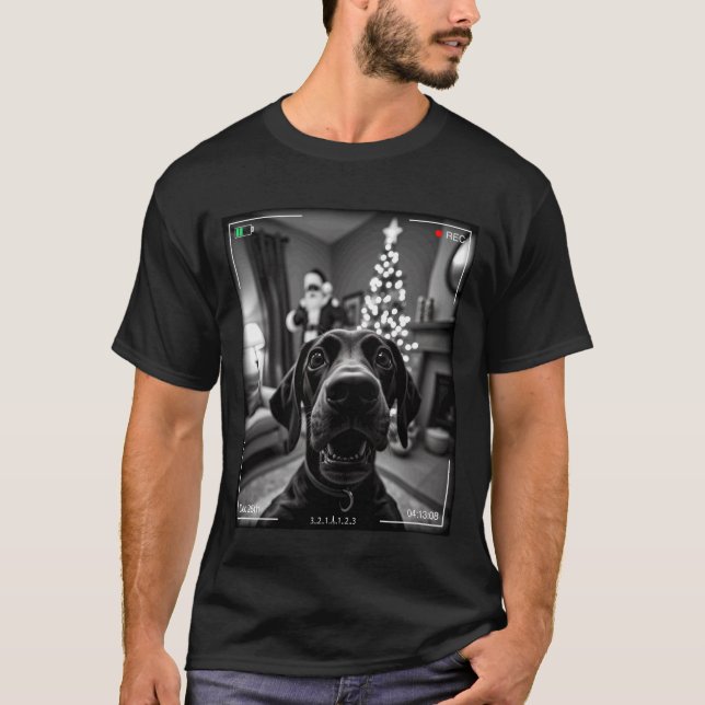 German Shorthaired Pointer Catches Santa On Camera T-Shirt (Front)