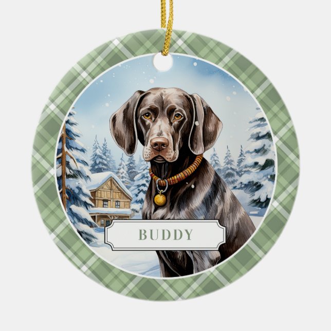 German Shorthaired Pointer Ceramic Circle Ornament (Front)