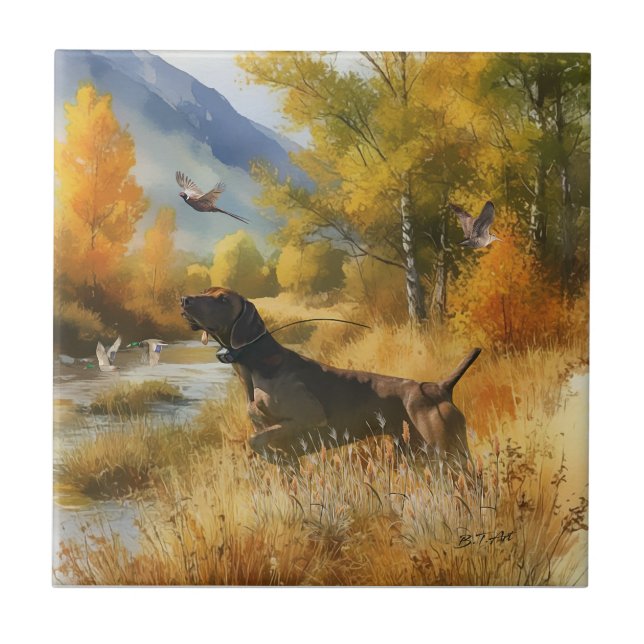 German Shorthaired Pointer  Ceramic Tile (Front)