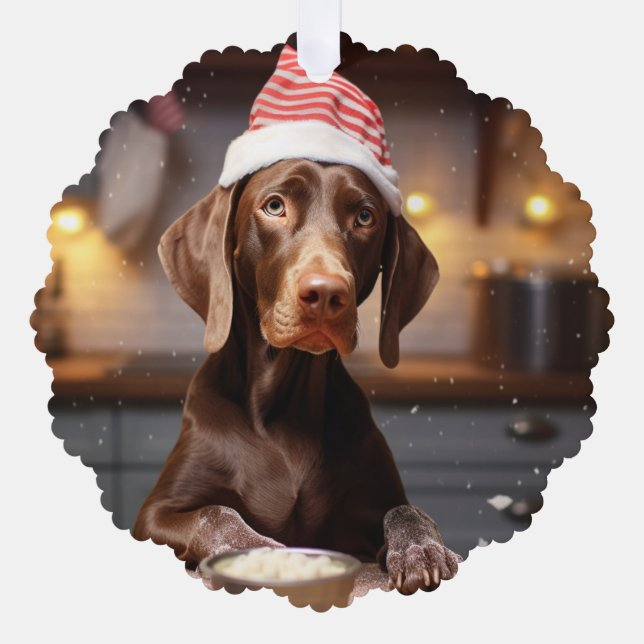German Shorthaired Pointer Christmas Cookies Ornament Card (Front)