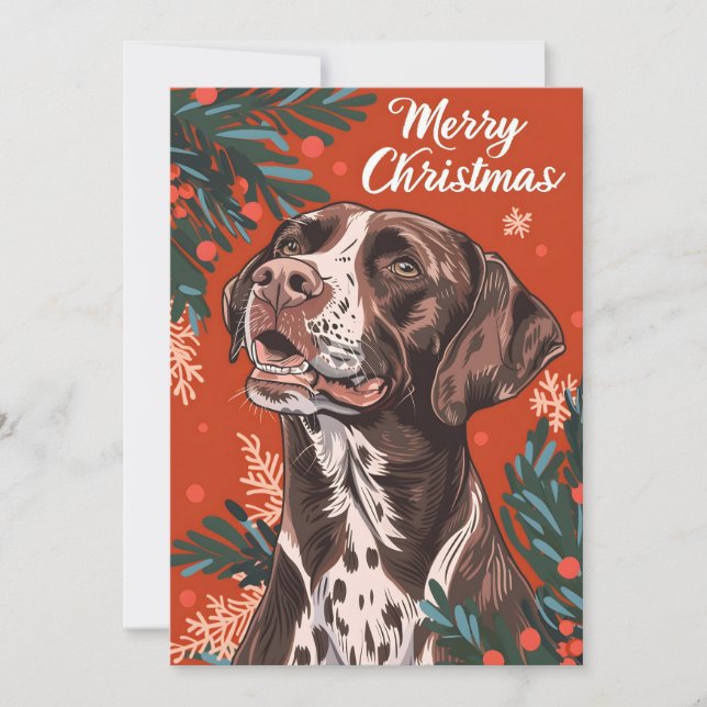 German shorthaired Pointer Christmas  Holiday Card (Front)