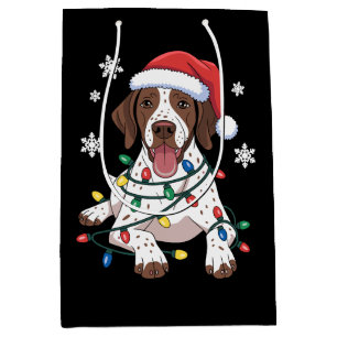 German Shorthaired Pointer Christmas Lights Dog Medium Gift Bag
