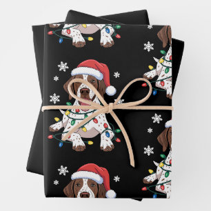 German Shorthaired Pointer Christmas Lights Dog Wrapping Paper Sheets